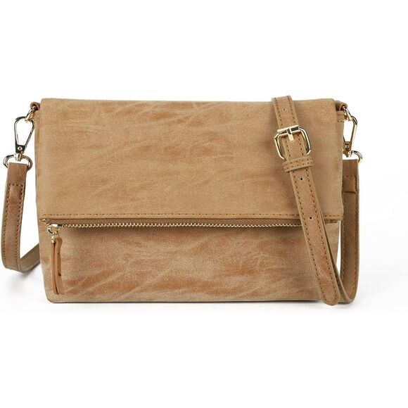 UNBRAND Handbags - Women Light Brown Cream Imported Leather Fashion Cross Body Purse Shoulder Bag